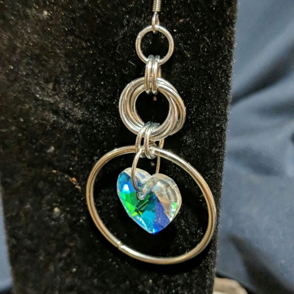 14519-14 Glass Heart Earrings - Picture 2 of 3
